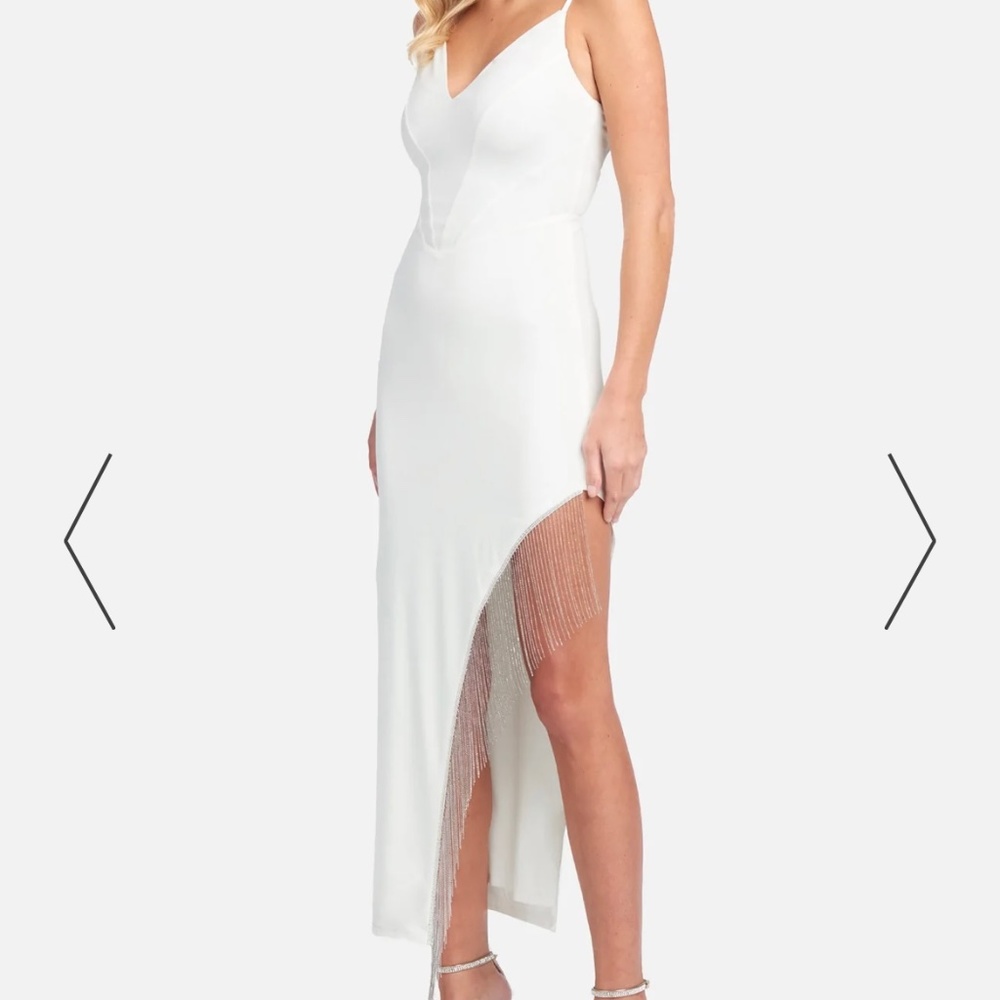 FRINGE DETAIL HIGH SLIT DRESS